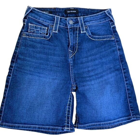TRUE RELIGION Jennie Curvy Mid Short Big T Size 26 - Picture 1 of 10